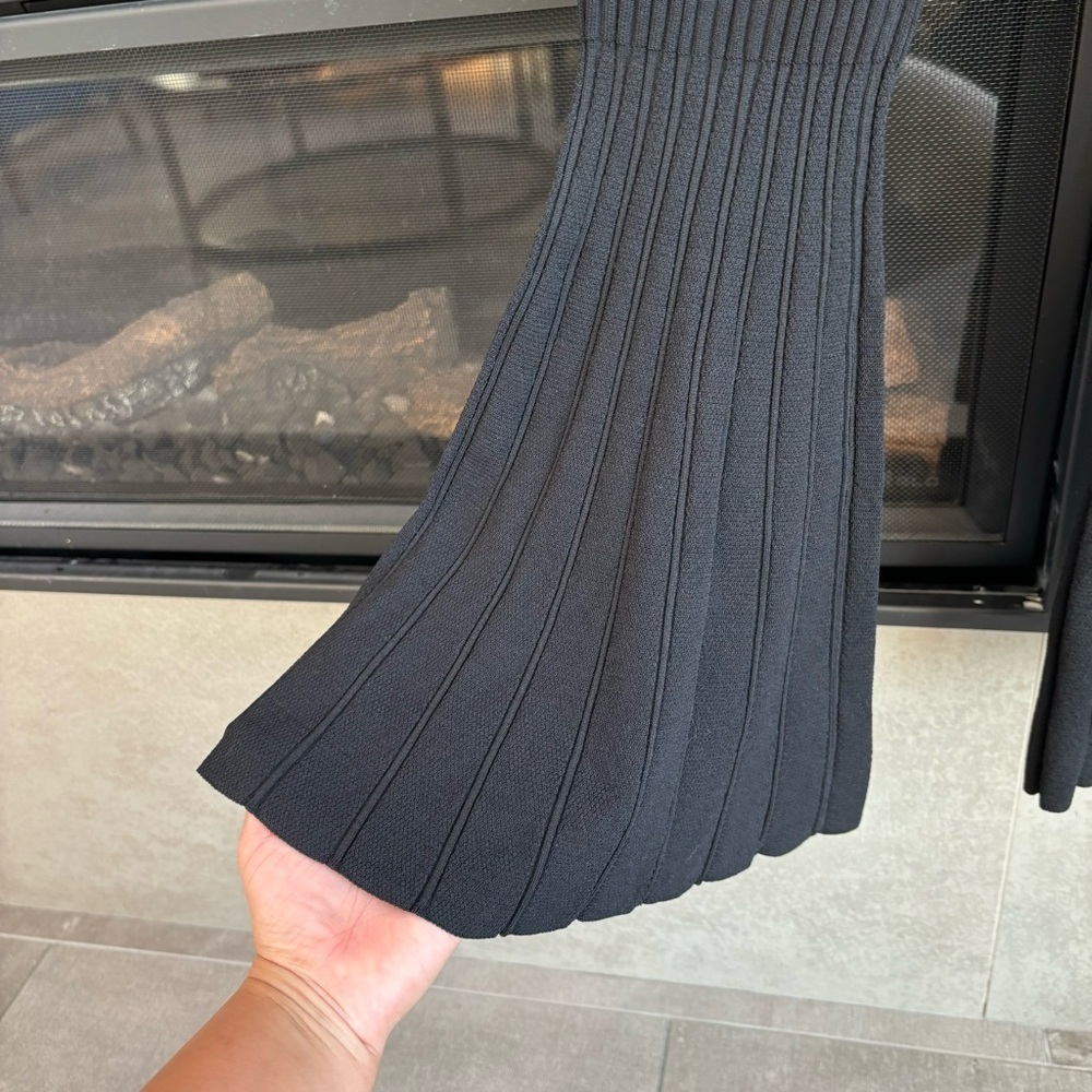 NWOT Sandro Noe Flare Rib-knit Flare Pants In Black, Size 36/ US 4 - Picture 11 of 14